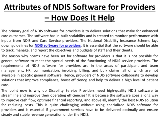 Attributes of NDIS Software for Providers – How Does it Help