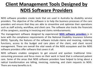 Client Management Tools Designed by NDIS Software Providers