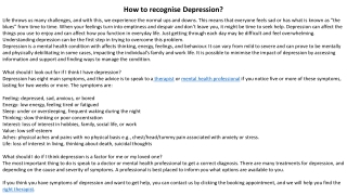 How to recognise Depression