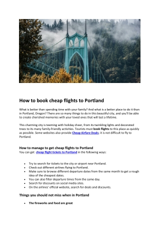 How to book cheap flights to Portland