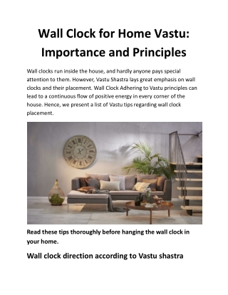 Wall Clock for Home Vastu: Importance and Principles