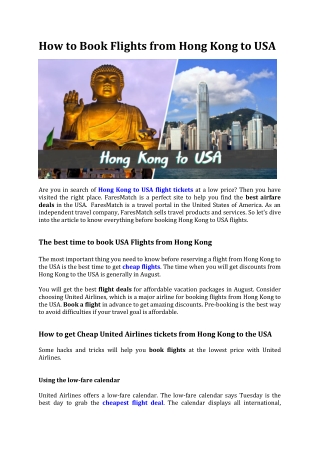 How to Book Flights from Hong Kong to USA