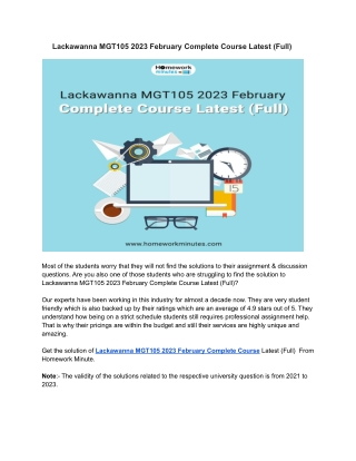 Lackawanna MGT105 2023 February Complete Course Latest (Full)