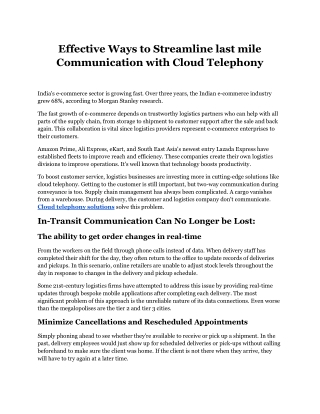 Effective ways to streamline last mile communication with Cloud Telephony.docx