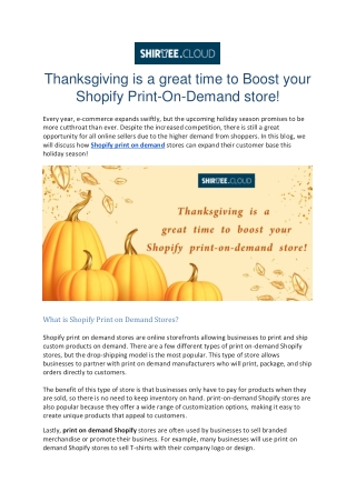 Thanksgiving is a great time to boost your Shopify print-on-demand store!