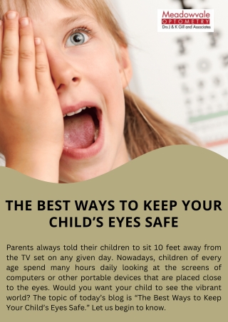 The Best Ways to Keep Your Child’s Eyes Safe