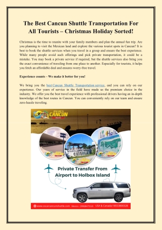 The Best Cancun Shuttle Transportation For All Tourists – Christmas Holiday Sorted!