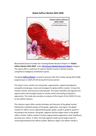 Global Saffron Market 2022-2028