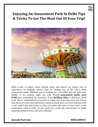 Enjoying An Amusement Park In Delhi: Tips & Tricks To Get The Most Out Of Your T