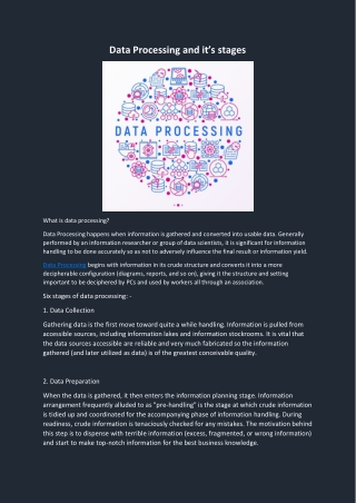 Data Processing and it's stage