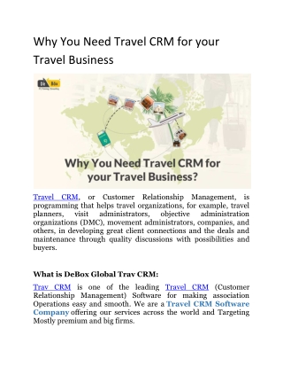 Why You Need Travel CRM for your Travel Business