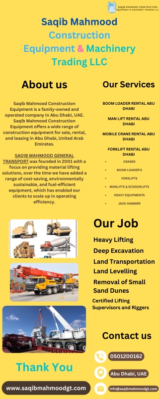 Saqib Mahmood Construction Equipment & Machinery in Abu Dhabi