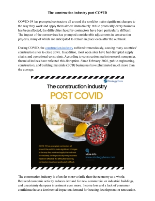 The construction industry post COVID
