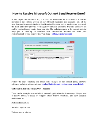 How to Resolve Microsoft Outlook Send Receive Error?