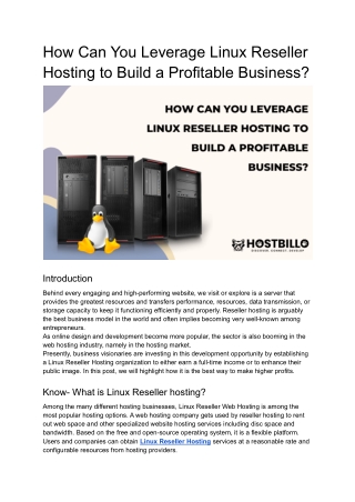 How Can You Leverage Linux Reseller Hosting to build a profitable business