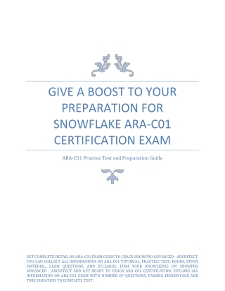Give a Boost to Your Preparation for Snowflake ARA-C01 Certification Exam