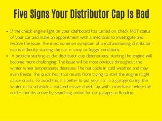 Five Signs Your Distributor Cap Is Bad