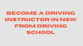 Become a Driving Instructor in NSW from Driving School