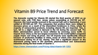 Vitamin B9 Price Trend and Forecast