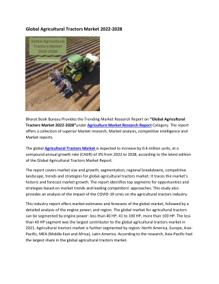 Global Agricultural Tractors Market 2022-2028