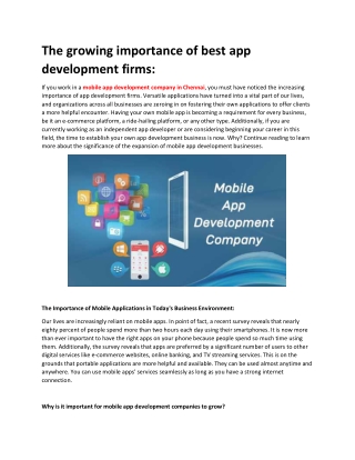The Growing Importance of best app Development Firms