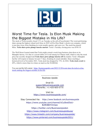 Worst Time for Tesla. Is Elon Musk Making the Biggest Mistake in His Life