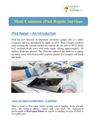 Most Common iPad Repair Services