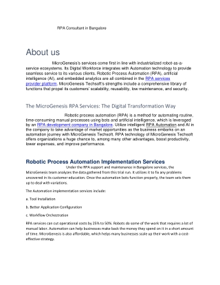 RPA Consultant in Bangalore