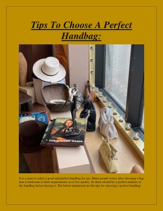 Tips To Choose A Perfect Handbag