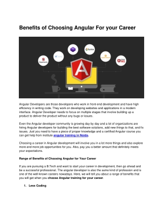 Benefits of Choosing Angular For your Career