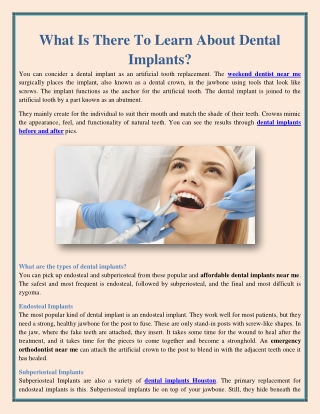What Is There To Learn About Dental Implants?
