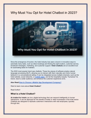 Why Must You Opt for Hotel Chatbot in 2023?
