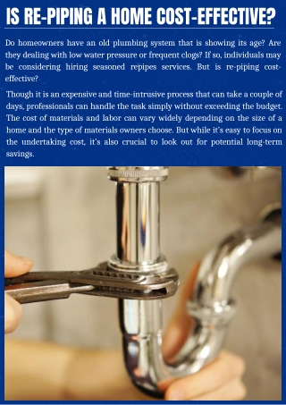 Long Term Solution to Piping Related Plumbing Issues