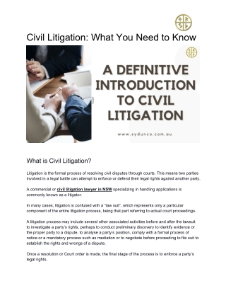 A Definitive Introduction To Civil Litigation