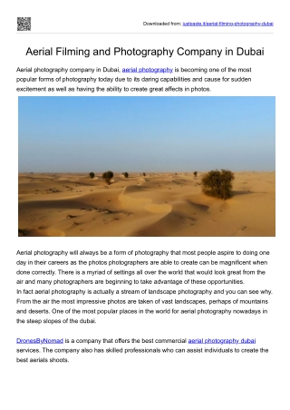 Aerial Filming and Photography Company in Dubai