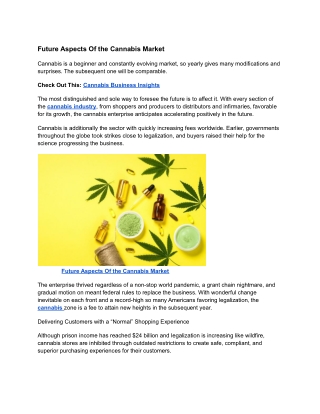 Future Aspects Of the Cannabis Market