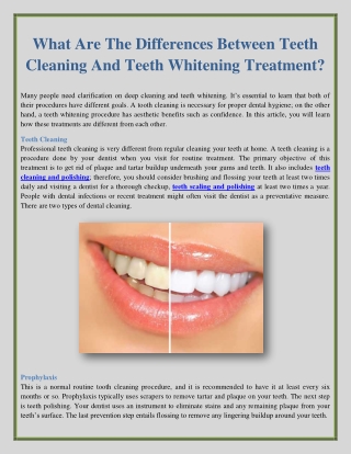 What Are The Differences Between Teeth Cleaning And Teeth Whitening Treatment?