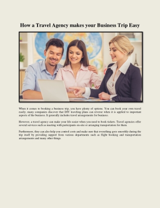 How a Travel Agency makes your Business Trip Easy