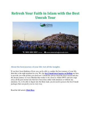 Refresh Your Faith in Islam with the Best Umrah Tour