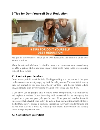 9 Tips for Do It Yourself Debt Reduction
