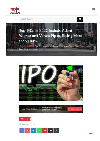 Top IPOs in 2022 Include Adani Wilmar and Venus Pipes, Rising More than 100%