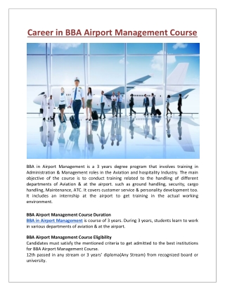 Career in BBA Airport Management Course