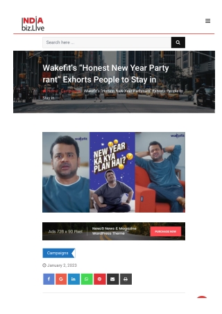 Wakefit's Honest New Year Party rant exhorts people to stay in 