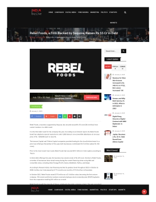 Rebel Foods, a firm backed by Sequoia, raises Rs 55 Cr in debt 