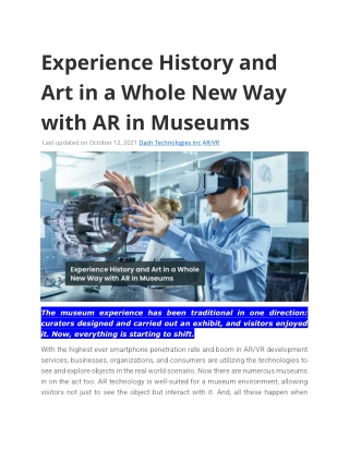 Experience History and Art in a Whole New Way with AR in Museums