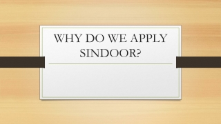 WHY DO WE APPLY SINDOOR