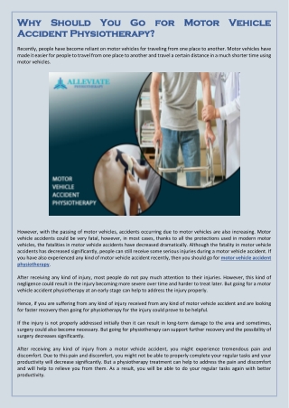 Why Should You Go for Motor Vehicle Accident Physiotherapy