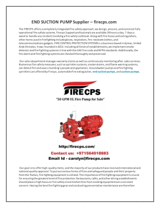 END SUCTION PUMP Supplier – firecps.com