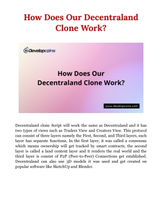 Know The Work-Flow Of Our Decentraland Clone Script