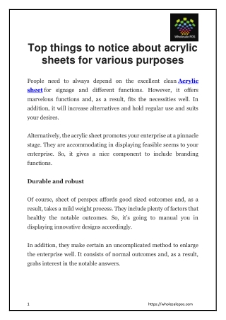 Top things to notice about acrylic sheets for various purposes Doc